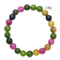 QTY 1 - Multicolor Onyx Tumbled Bead Stretch Bracelet / 8mm AVG
