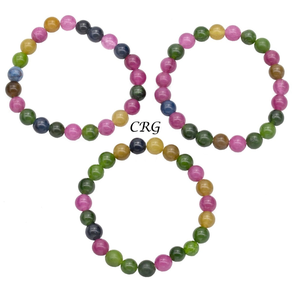 QTY 1 - Multicolor Onyx Tumbled Bead Stretch Bracelet / 8mm AVG