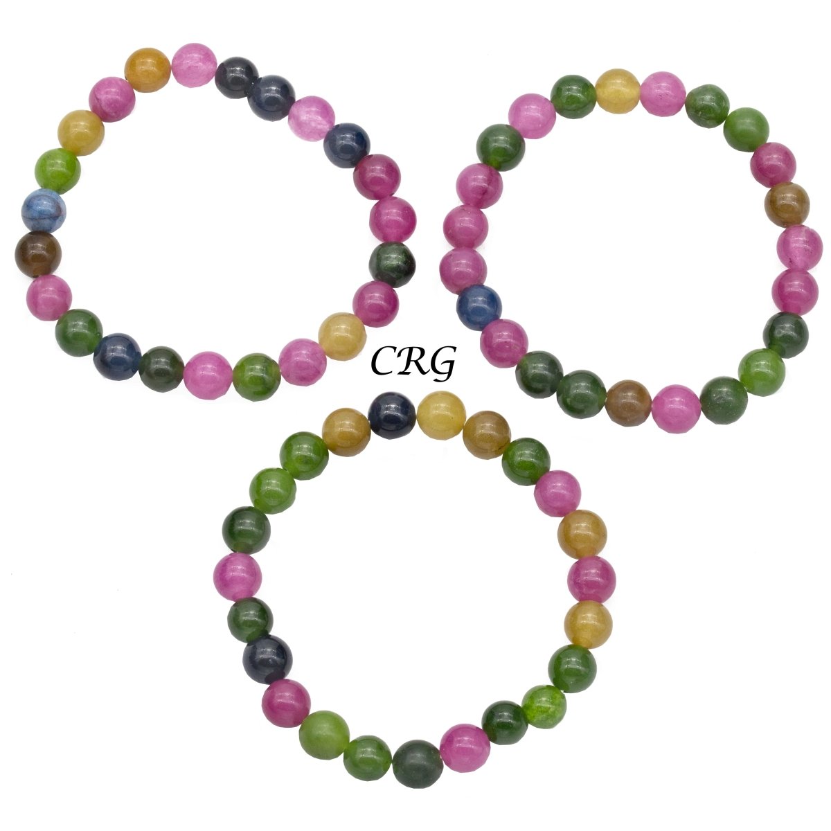 QTY 1 - Multicolor Onyx Tumbled Bead Stretch Bracelet / 8mm AVG