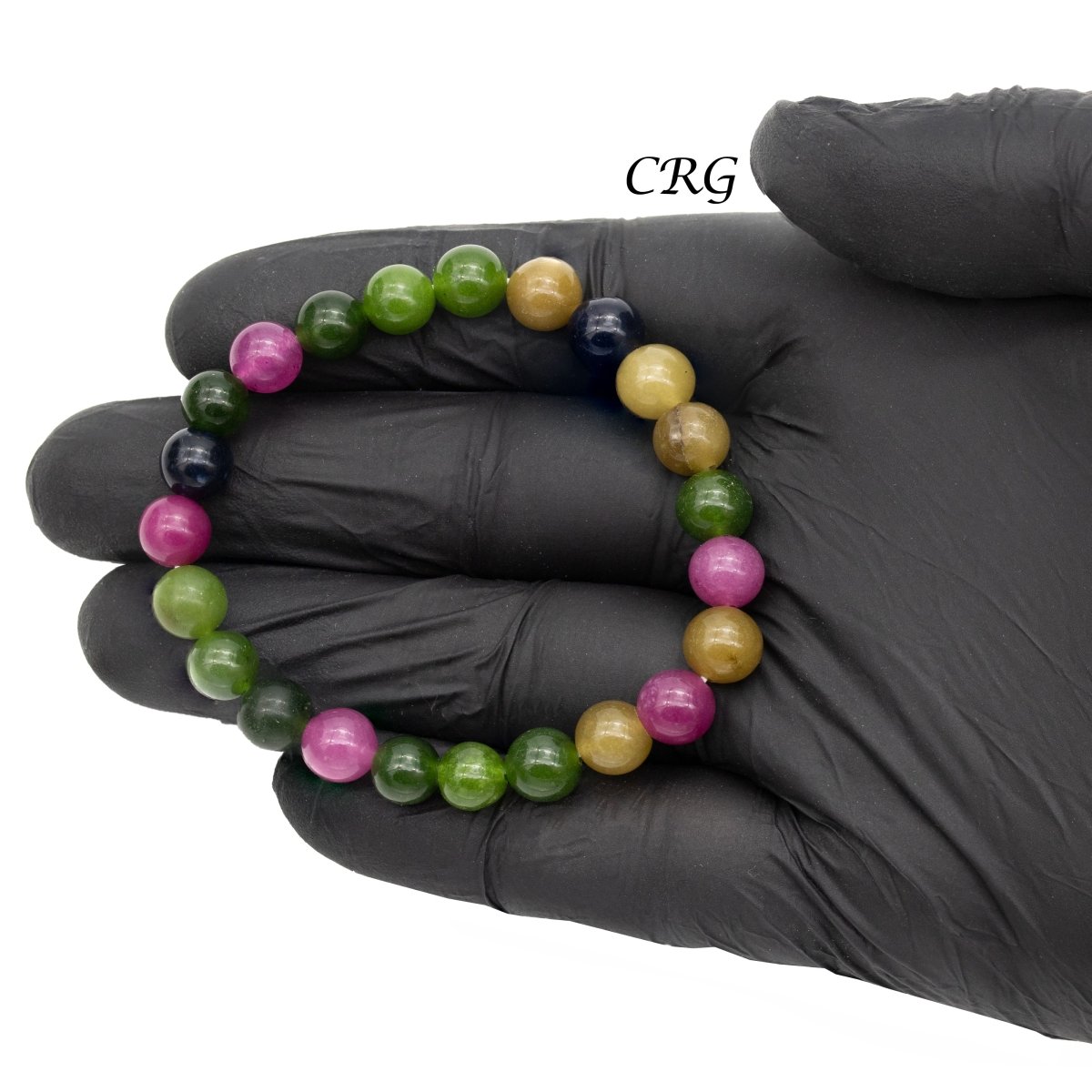QTY 1 - Multicolor Onyx Tumbled Bead Stretch Bracelet / 8mm AVG