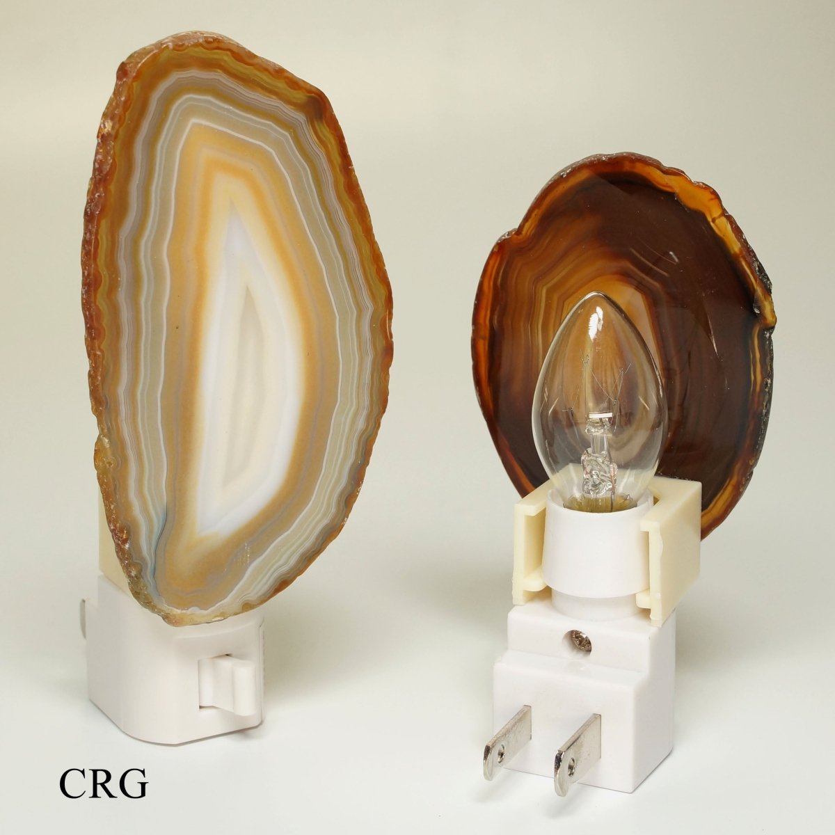QTY 1 - Natural Agate Nightlight with Bulb and Switch