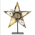 QTY 1 - Natural Agate Star on Metal Base / 10-12" AVG