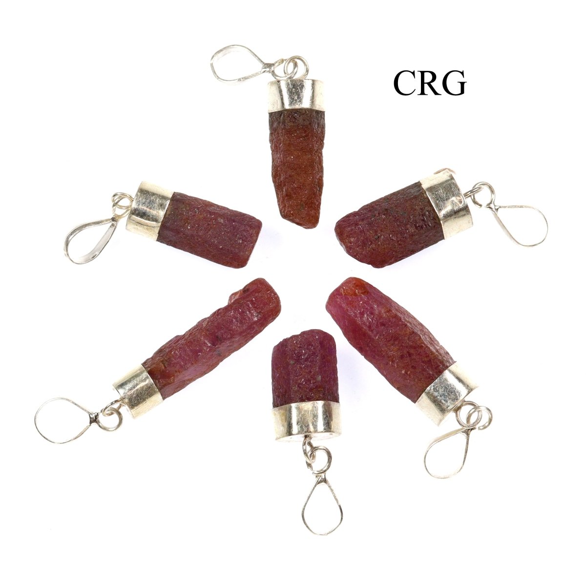 Ruby Raw Pendant with Sterling Silver (0.5 Inch) (1 Piece)