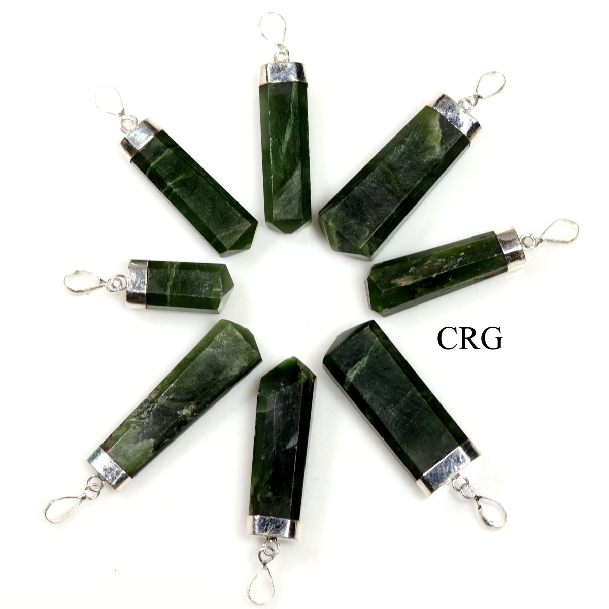 QTY 1 - Nephrite Jade Sterling Silver Pendant / 1.5"
