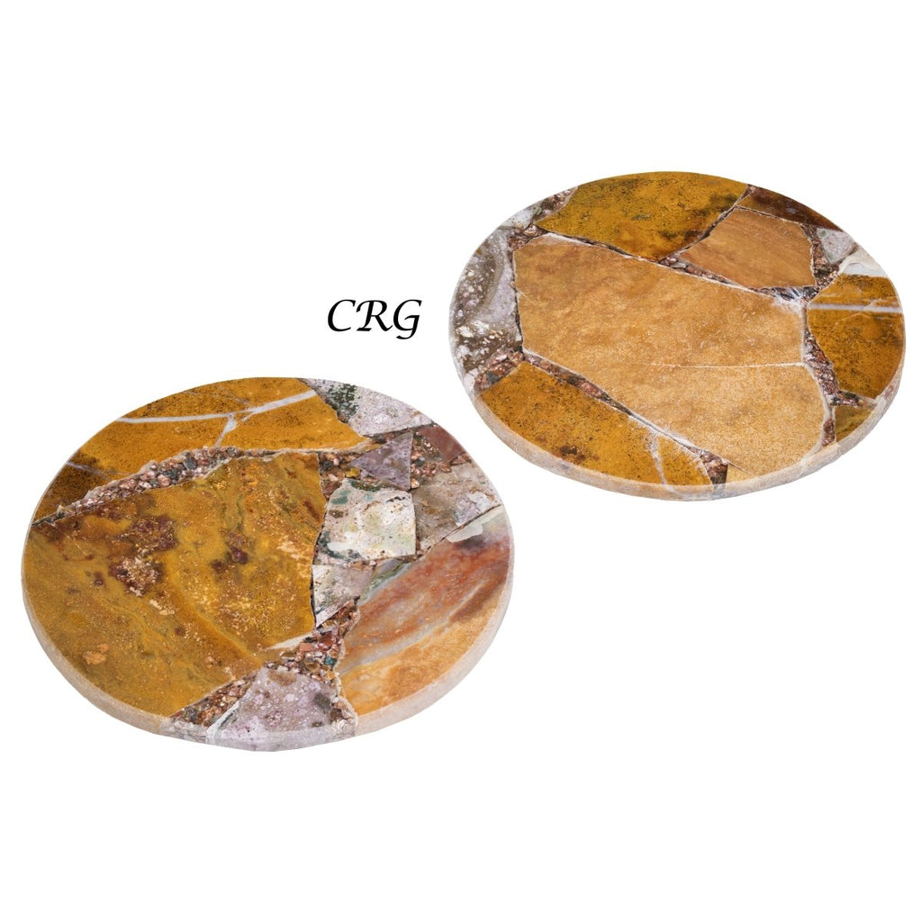 QTY 1 - Ocean Jasper Resin Coaster / 4" Round Avg.