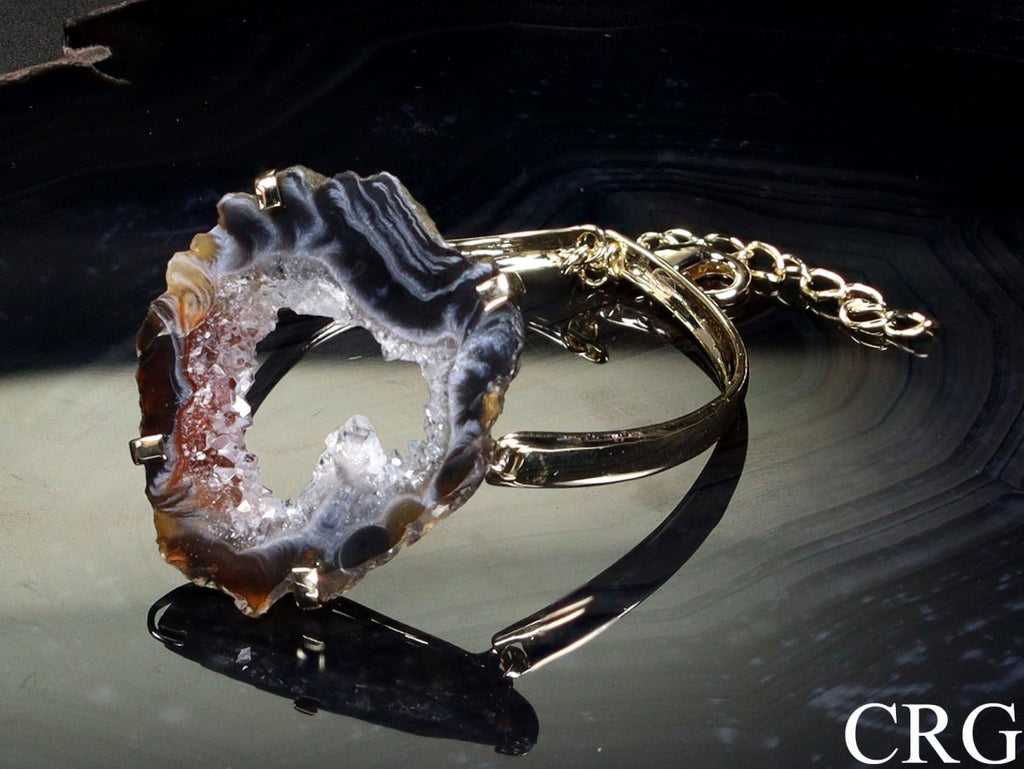Oco Geode Slice Adjustable Cuff Bracelet Gold Plated (2.75 Inches) (1 Piece)