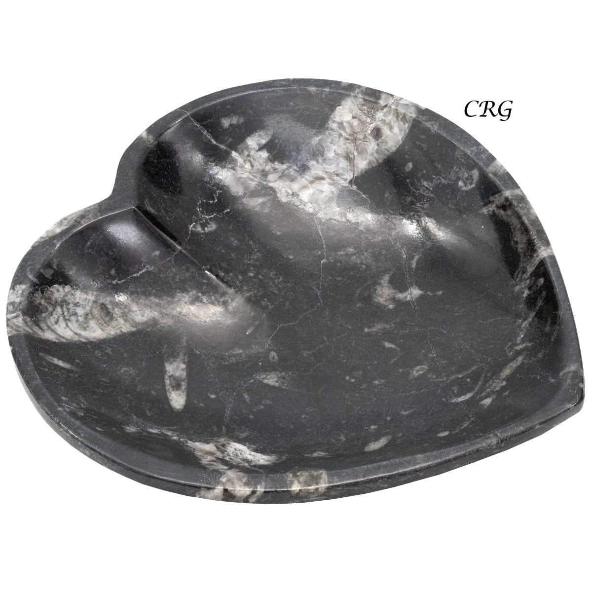 Qty 1 - Orthoceras Fossil Heart Bowl 10cm