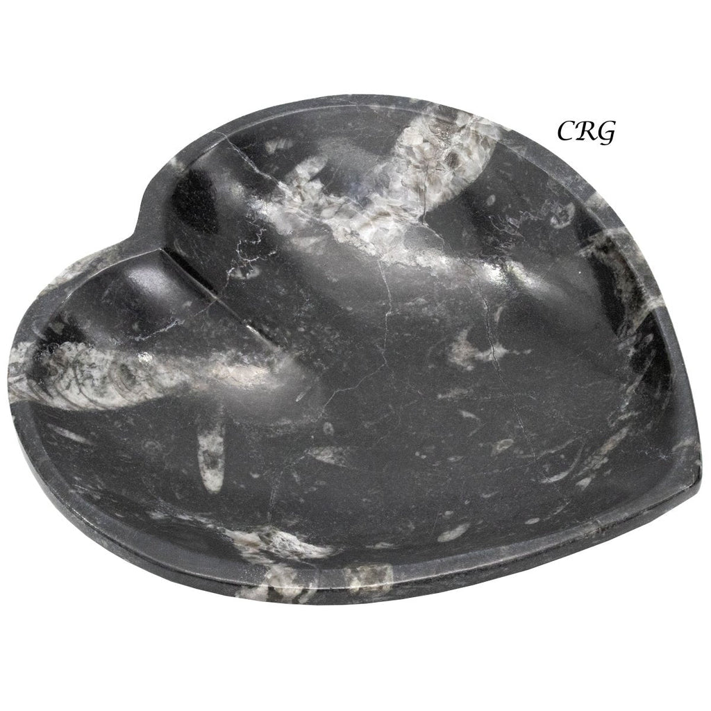 Qty 1 - Orthoceras Fossil Heart Bowl 15cm