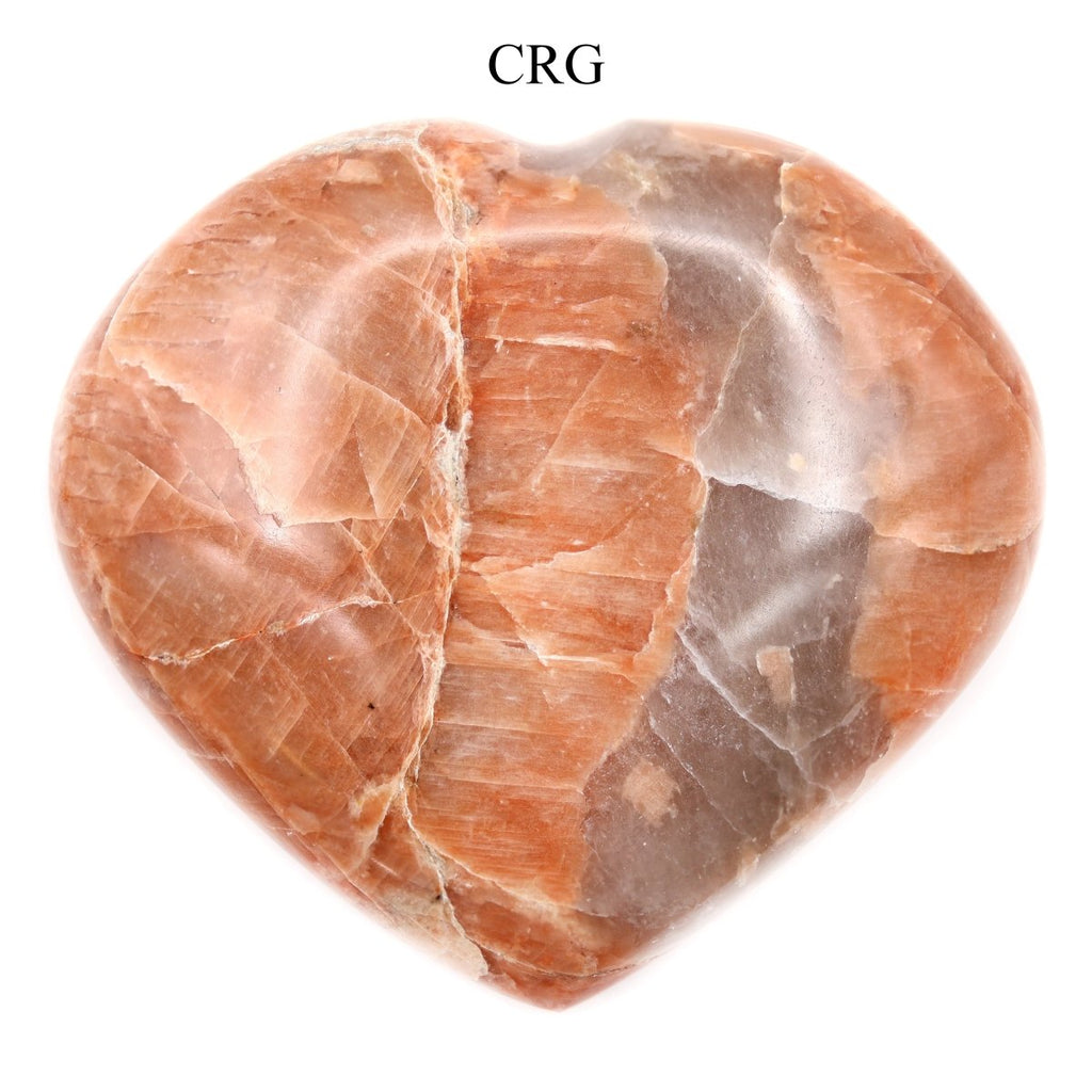 QTY 1 - Peach Moonstone Puffy Heart / 2-4" AVG