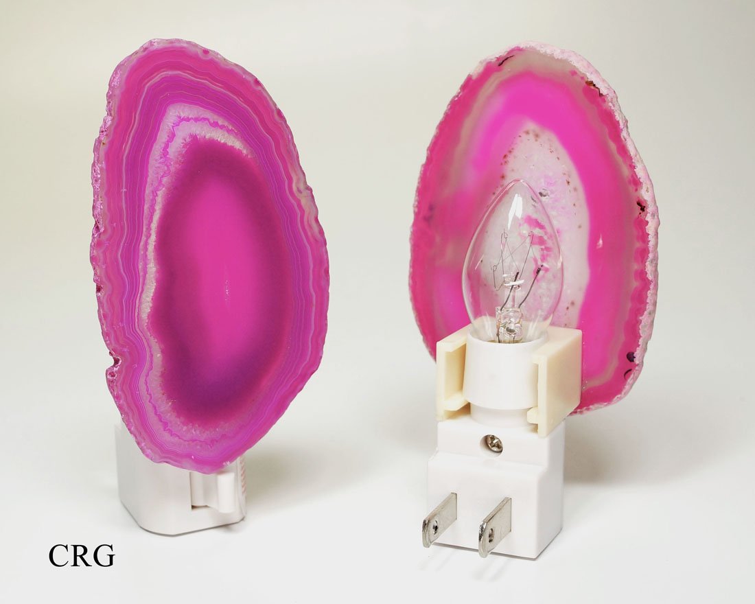 QTY 1 - Pink Agate Nightlight with Bulb and Switch