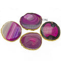 QTY 1 - Pink Gold Plated Agate Slice / #4 / 4-4,5"