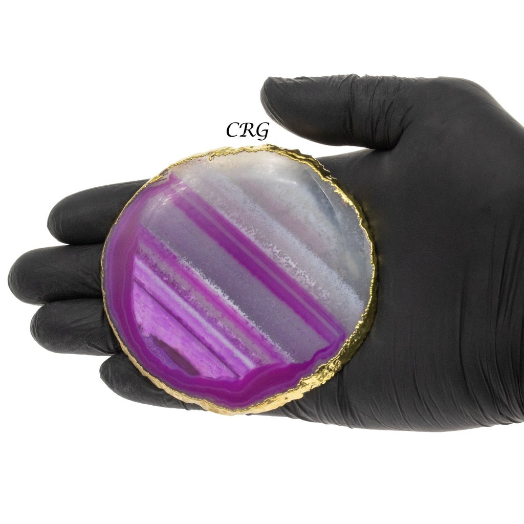 QTY 1 - Pink Gold Plated Agate Slice / #4 / 4-4,5"