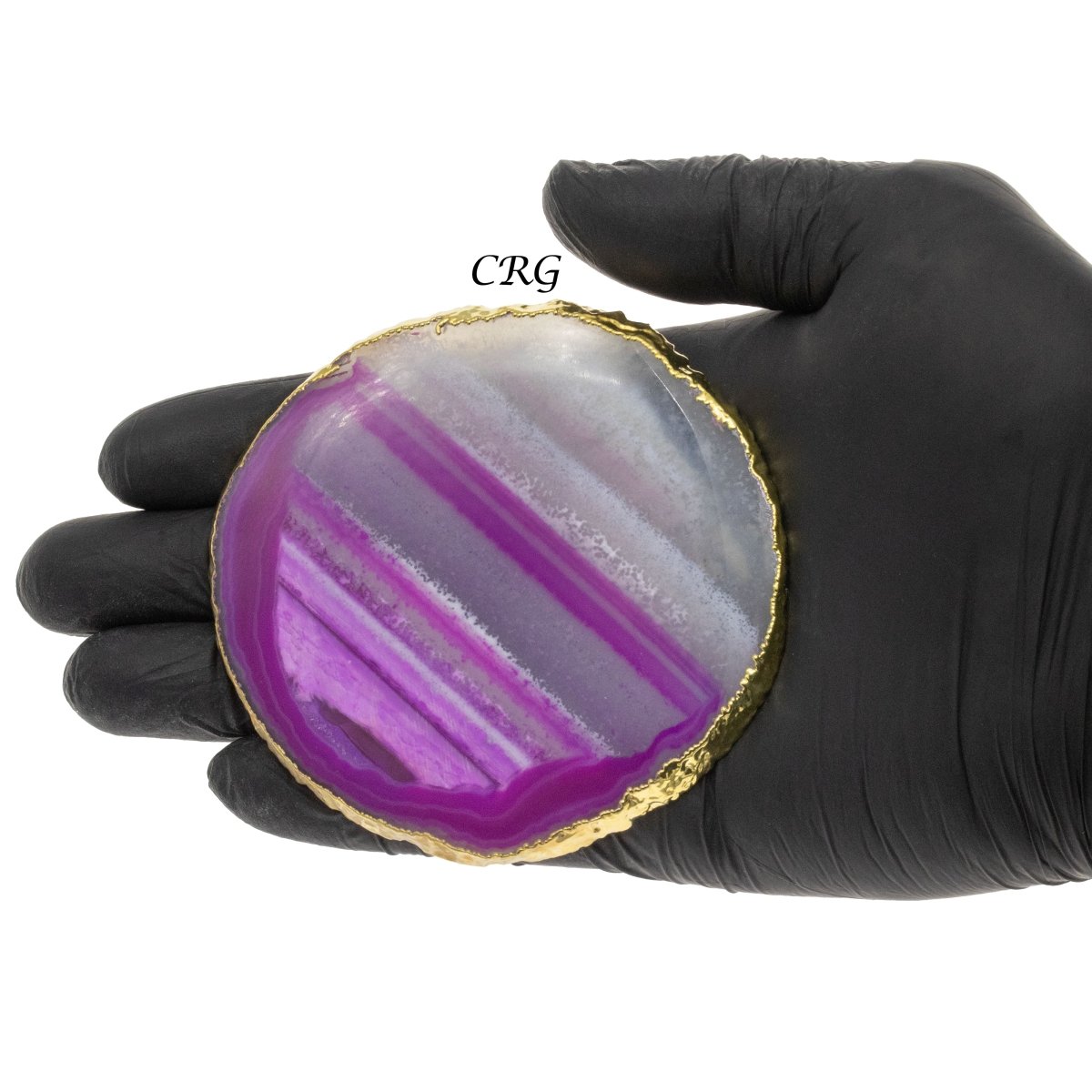 QTY 1 - Pink Gold Plated Agate Slice / #4 / 4-4,5"