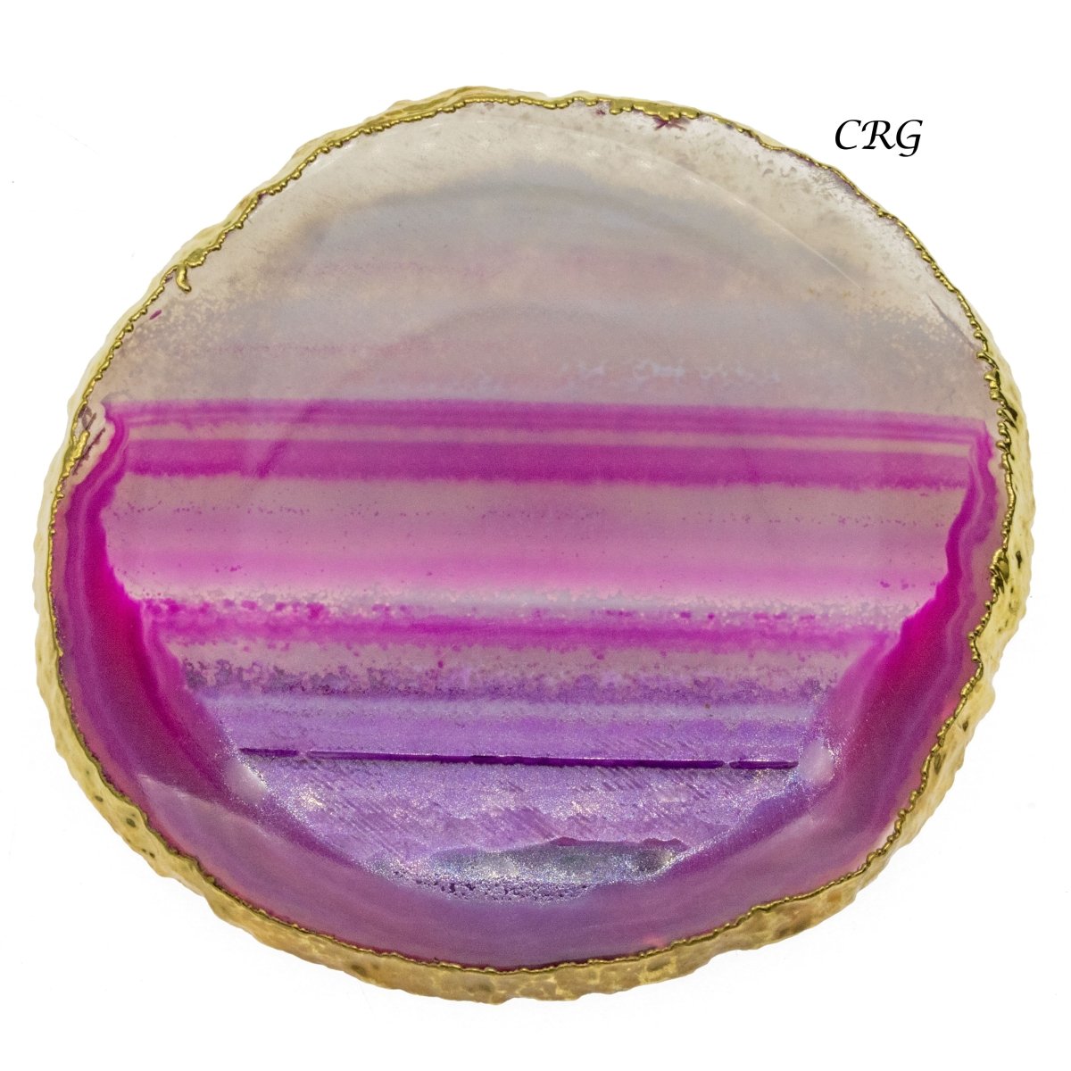 QTY 1 - Pink Gold Plated Agate Slice / #4 / 4-4,5"