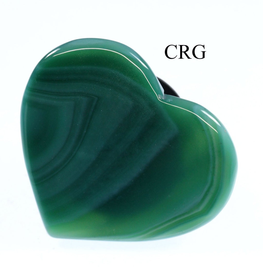 QTY 1 - Polished GREEN Agate Slice Heart Phone Grip / 2-3" AVG