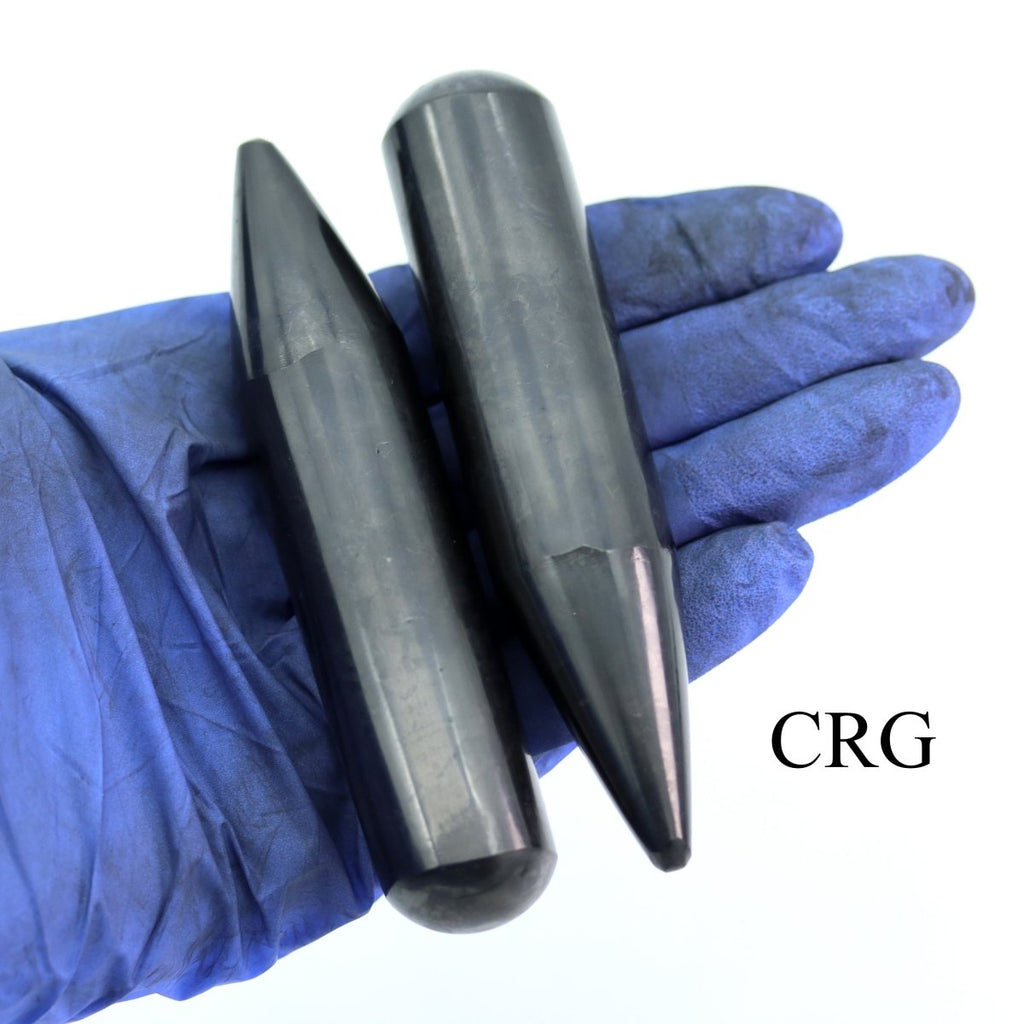 QTY 1 - Polished Russian Shungite Cylindrical Massage Pencil / 10 cm