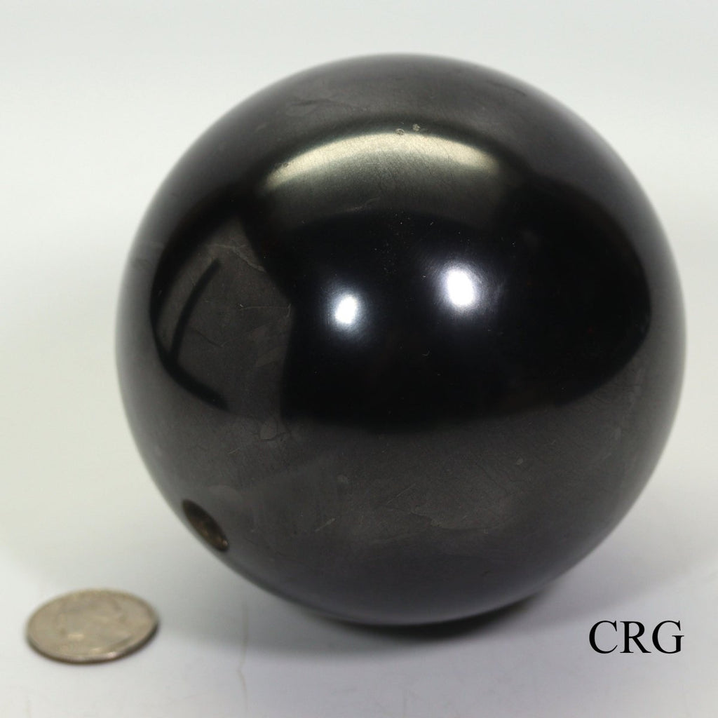 QTY 1 - Polished Russian Shungite Sphere / 10cm AVG