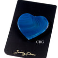 QTY 1 - Polished TEAL Agate Slice Heart Phone Grip / 2-3" AVG