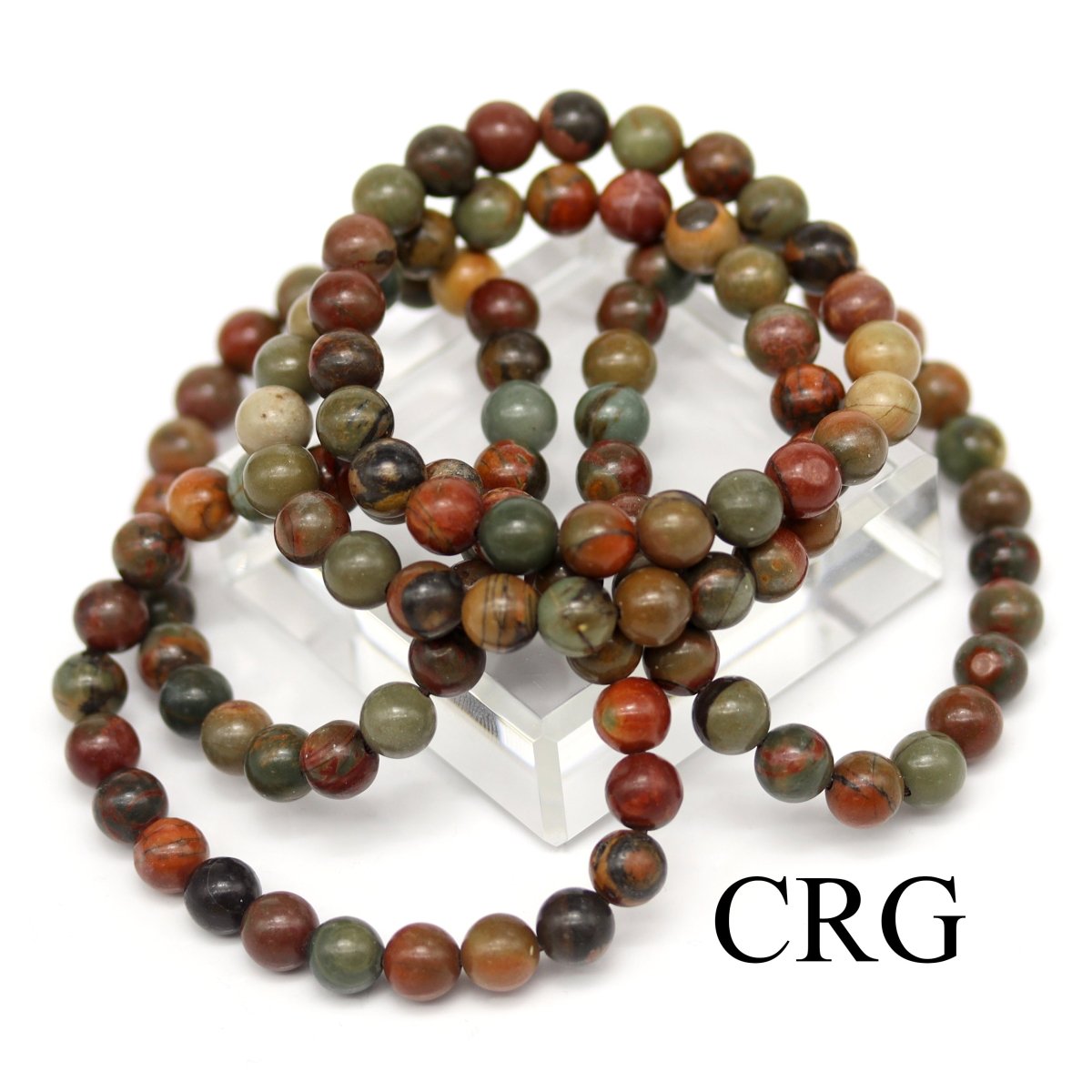 QTY 1 - Polychrome Jasper Stretch Bracelet / 8mm AVG