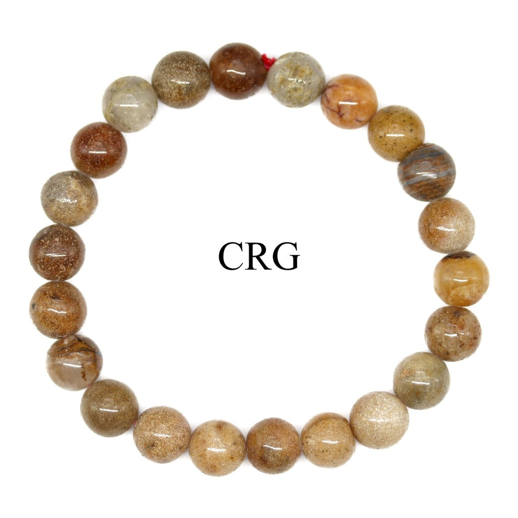 QTY 1 - Polychrome Jasper Tumbled Bead Stretch Bracelet / 8mm AVG