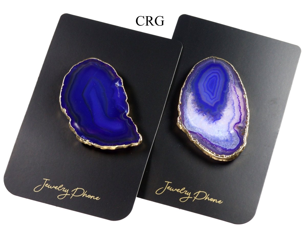 QTY 1 - Purple Agate Freeform Phone Grip w/ Gold Plating
