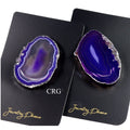 QTY 1 - Purple Agate Freeform Phone Grip w/ Silver Plating