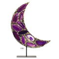 QTY 1 - Purple Agate Moon on Metal Base / 15-16" AVG