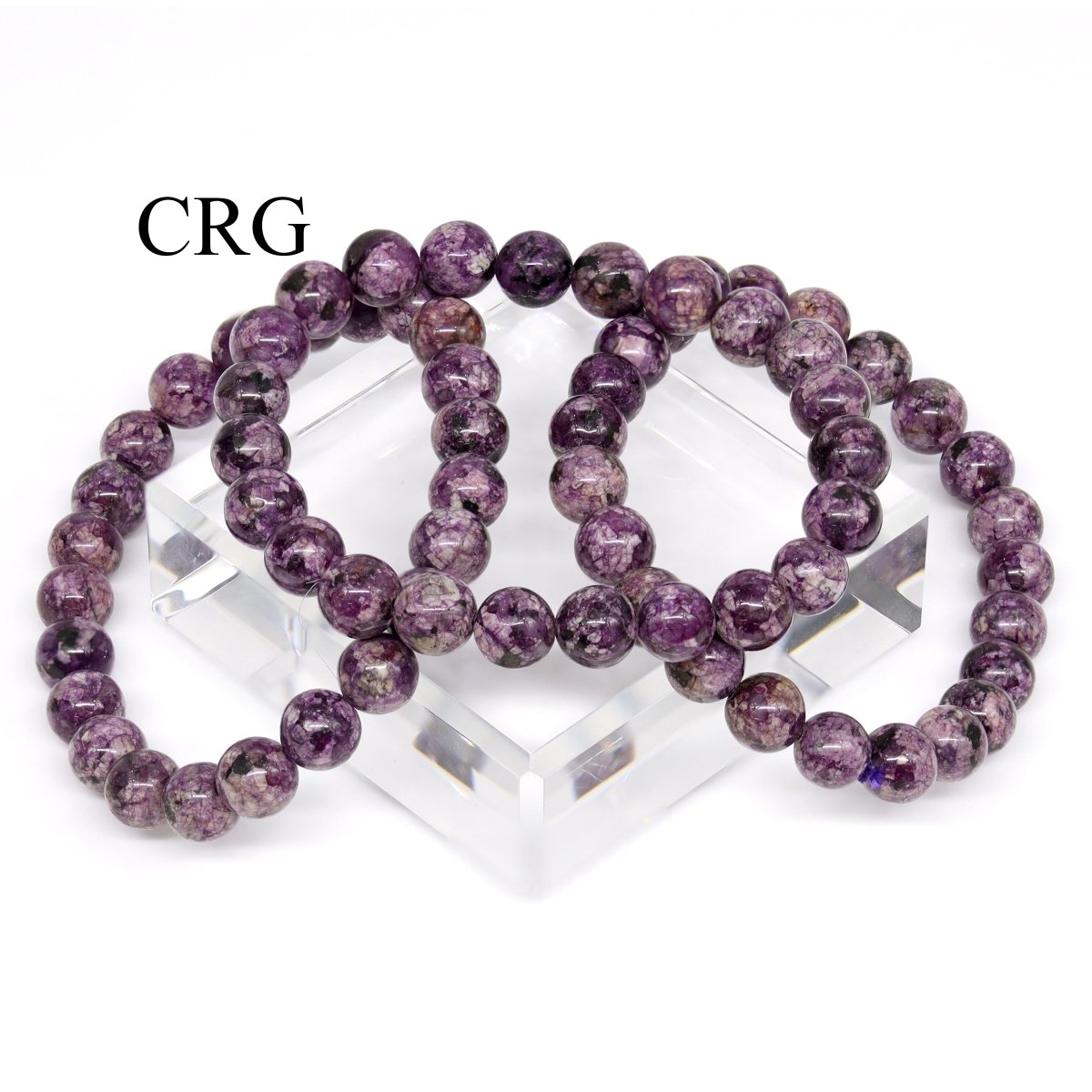 QTY 1 - Purple Terra Jasper Tumbled Bead Stretch Bracelet / 8mm AVG