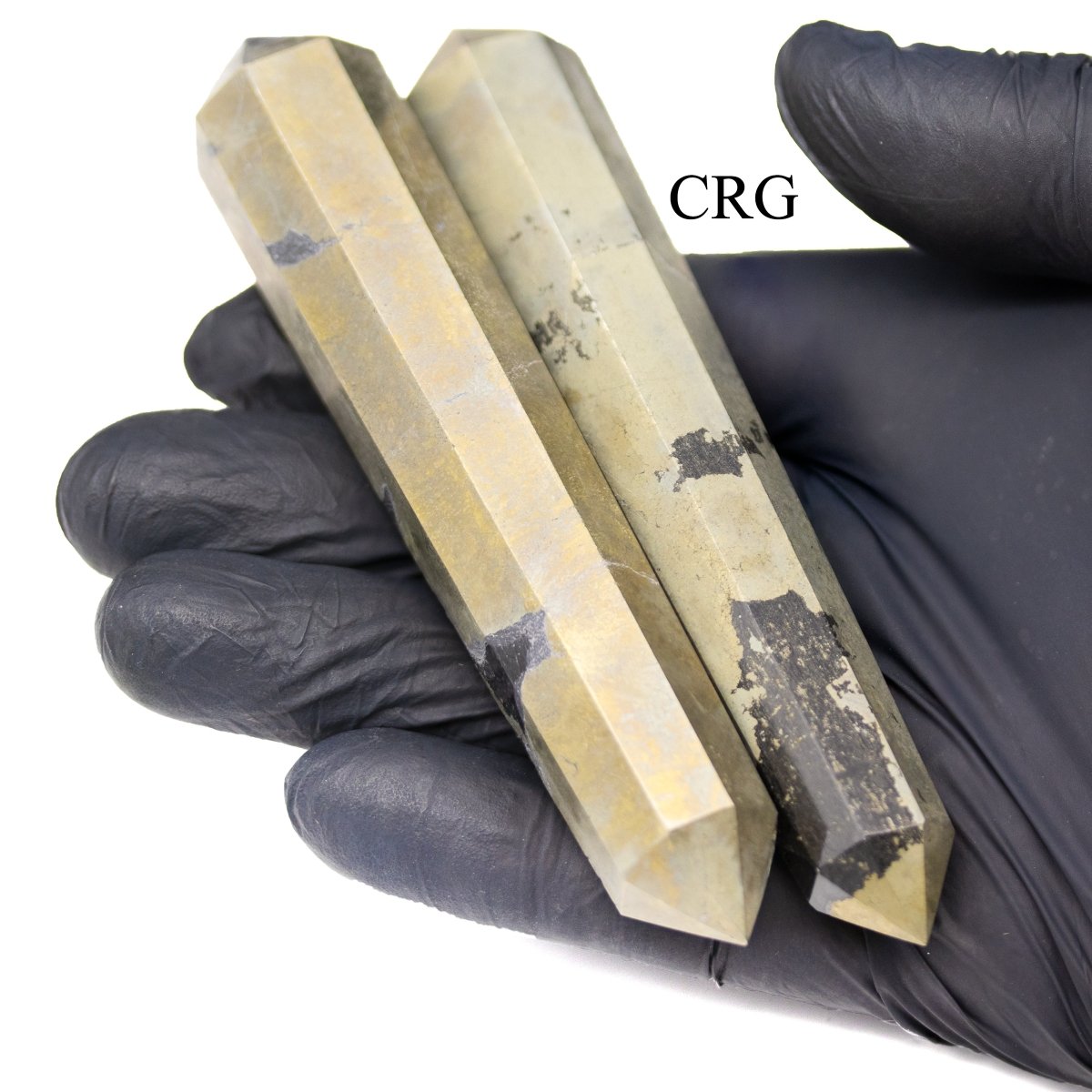 QTY 1 - Pyrite Double Pointed Wand / 4-5" AVG