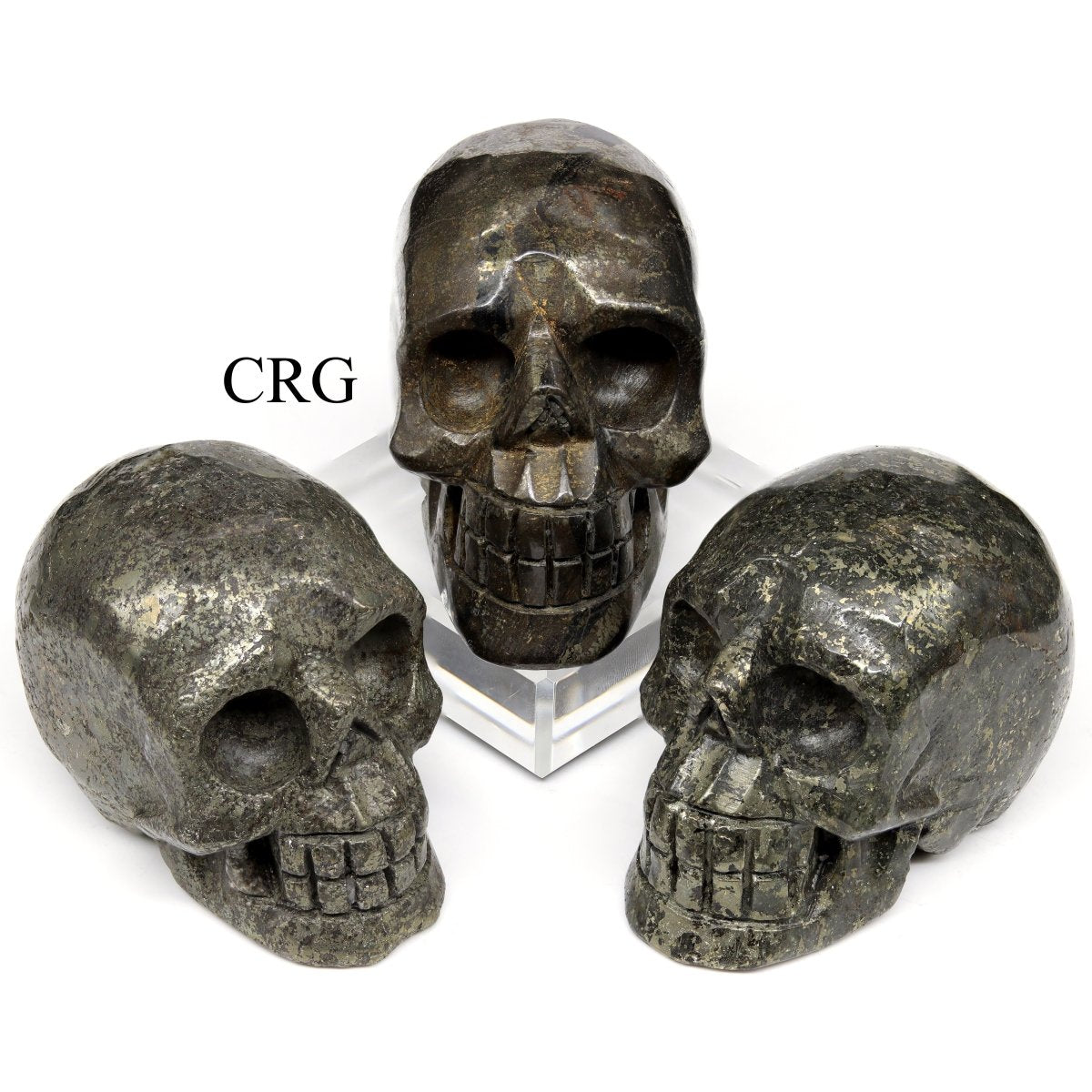 QTY 1 - Pyrite Gemstone Skull / 3" AVG