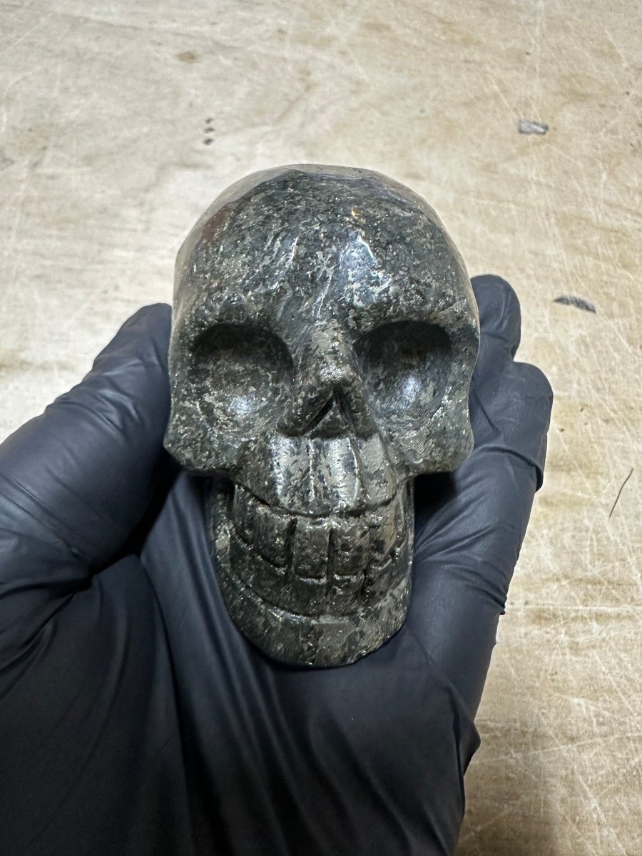 QTY 1 - Pyrite Gemstone Skull / 3" AVG