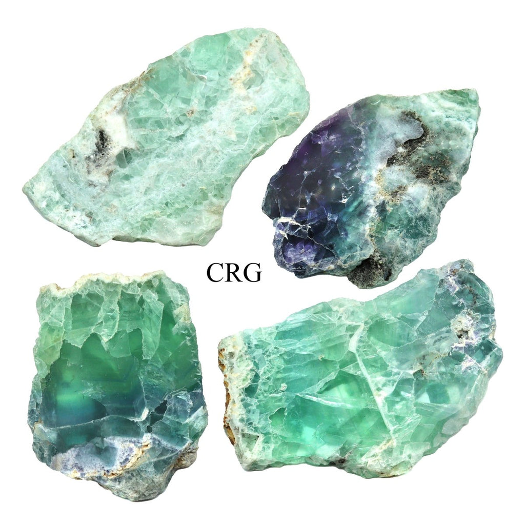 QTY 1 - Rainbow Fluorite Slab with White Matrix / 4-7" AVG