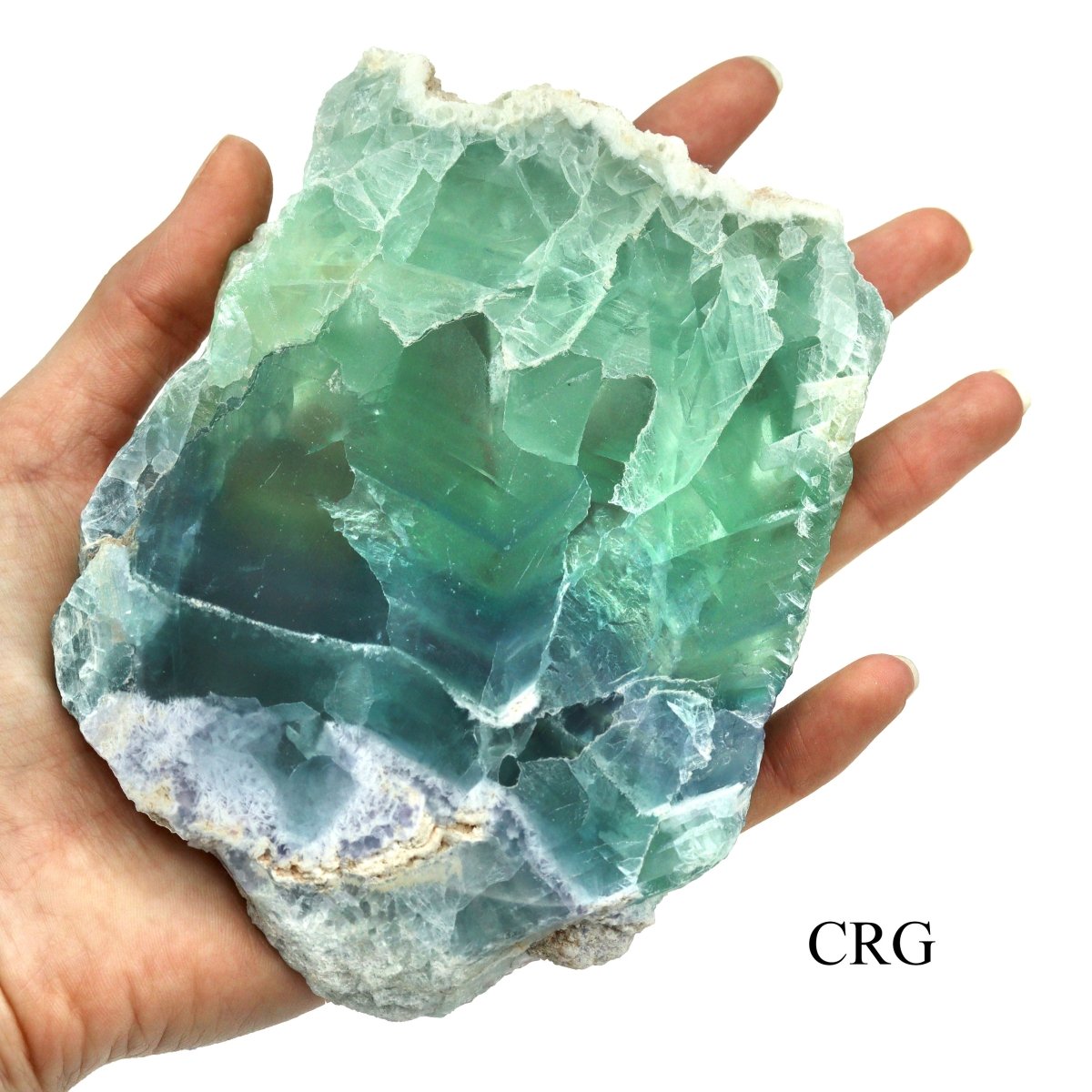 QTY 1 - Rainbow Fluorite Slab with White Matrix / 4-7" AVG