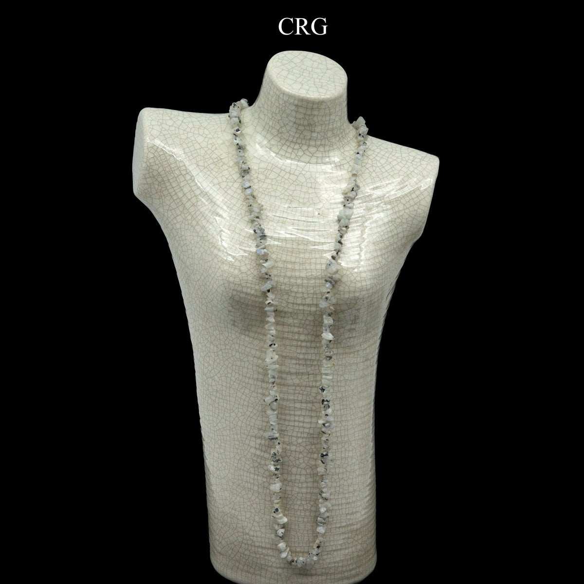 QTY 1 - Rainbow Moonstone Strand Chip Necklace / 32" AVG