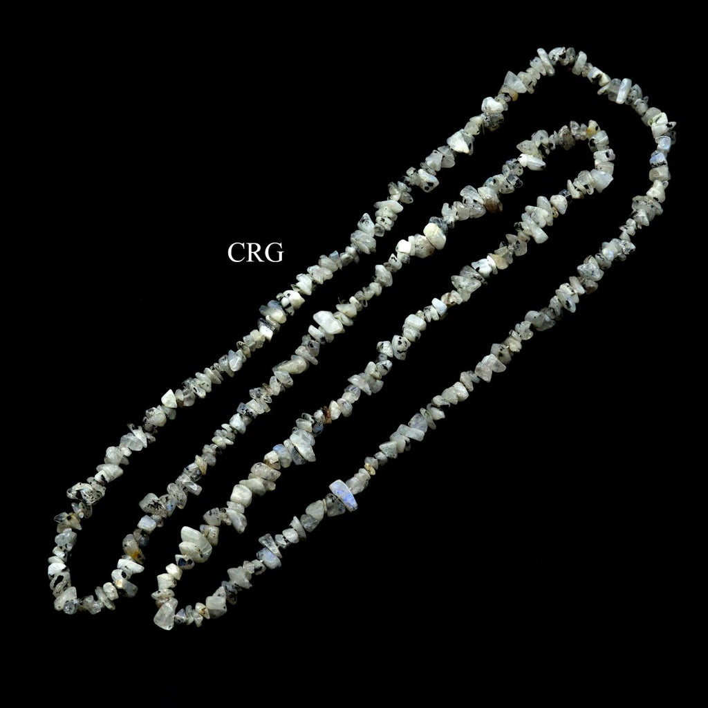 QTY 1 - Rainbow Moonstone Strand Chip Necklace / 32" AVG