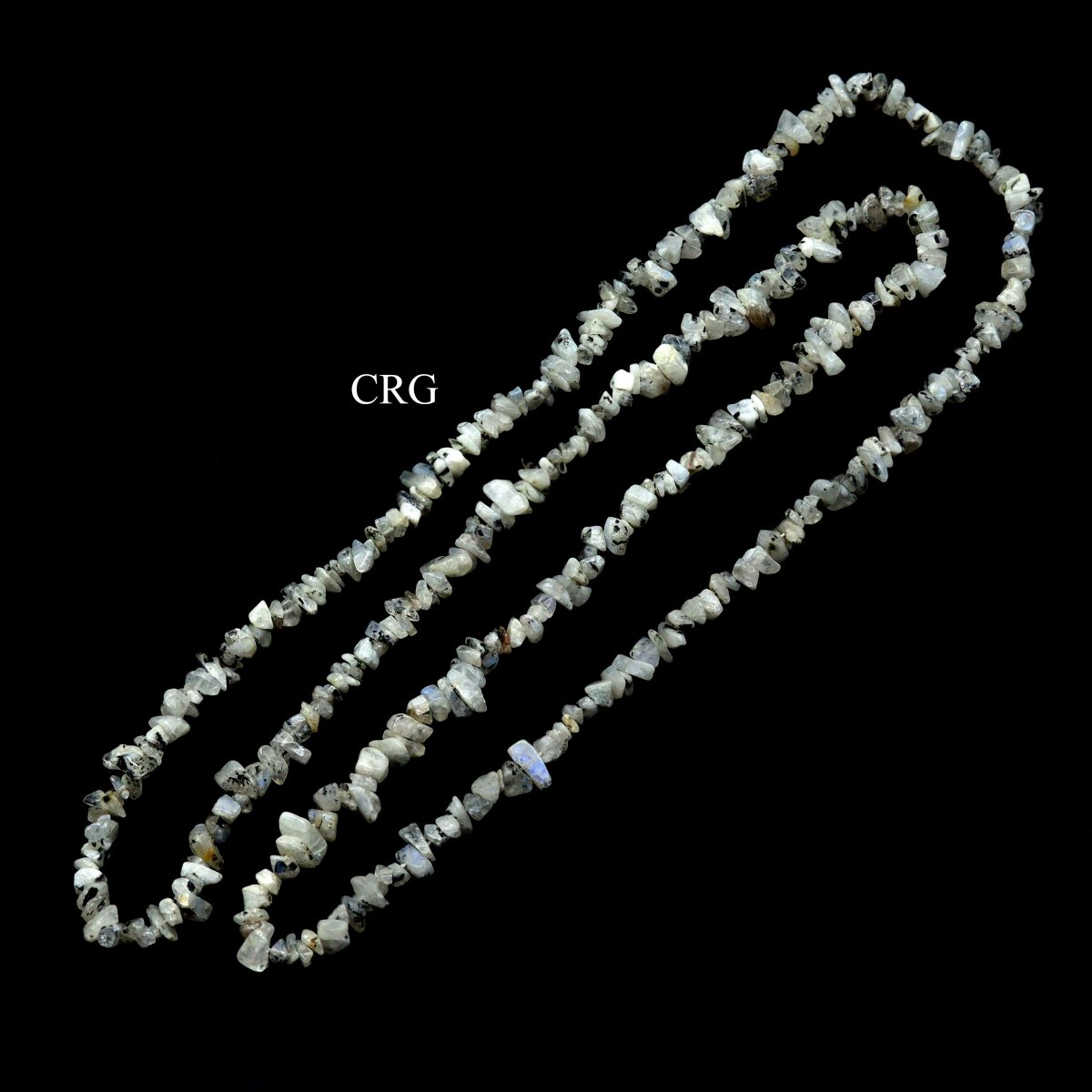 QTY 1 - Rainbow Moonstone Strand Chip Necklace / 32" AVG