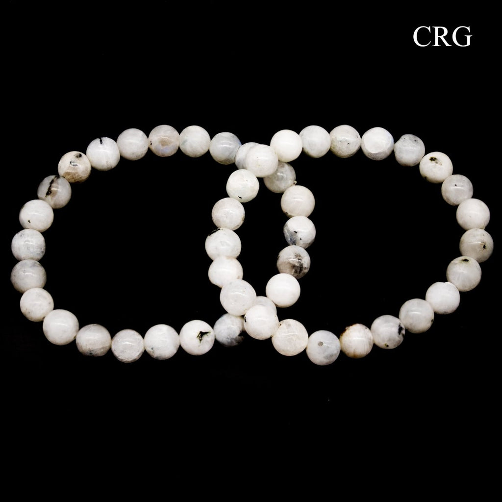 QTY 1 - Rainbow Moonstone Tumbled Bead Stretch Bracelet / 8mm AVG