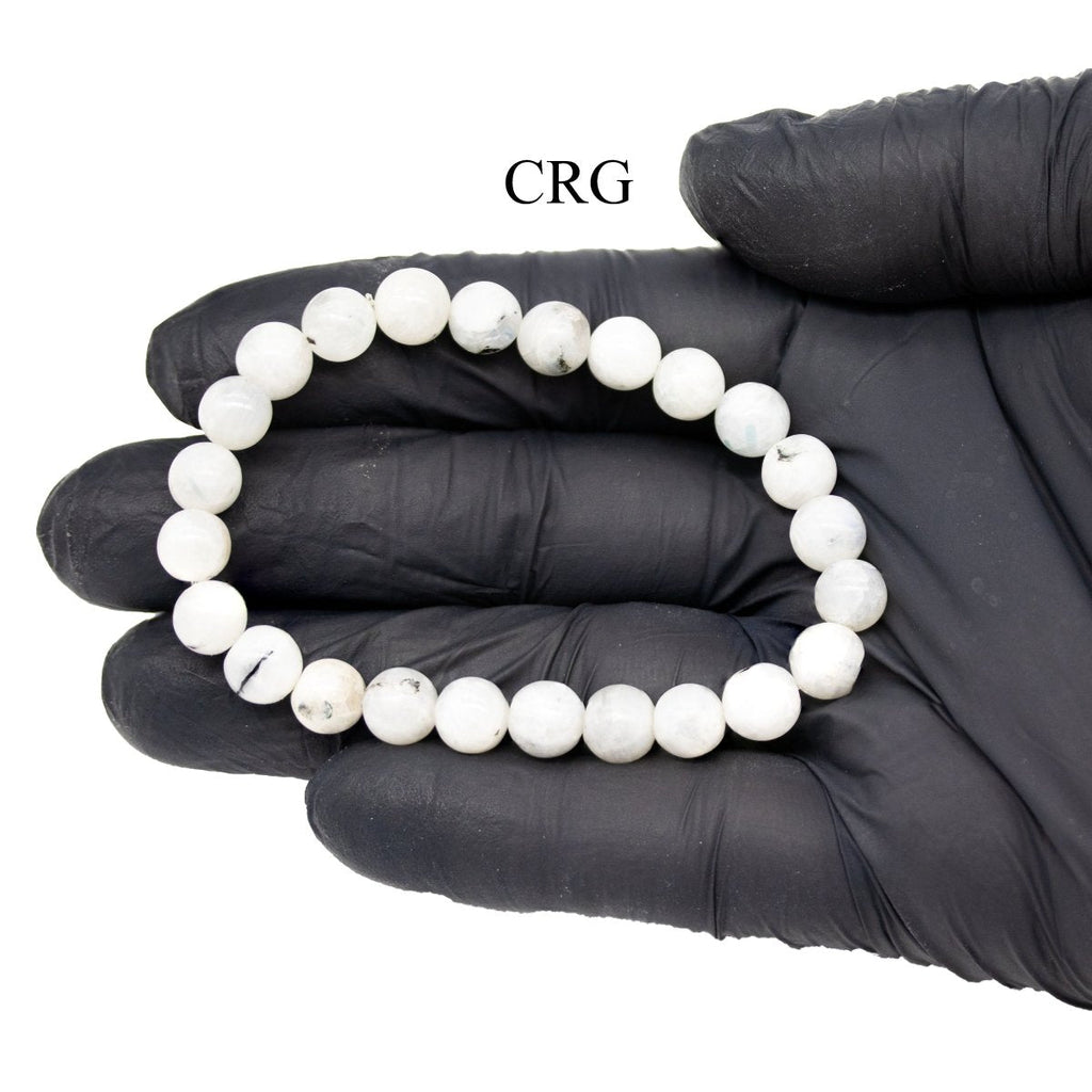 QTY 1 - Rainbow Moonstone Tumbled Bead Stretch Bracelet / 8mm AVG