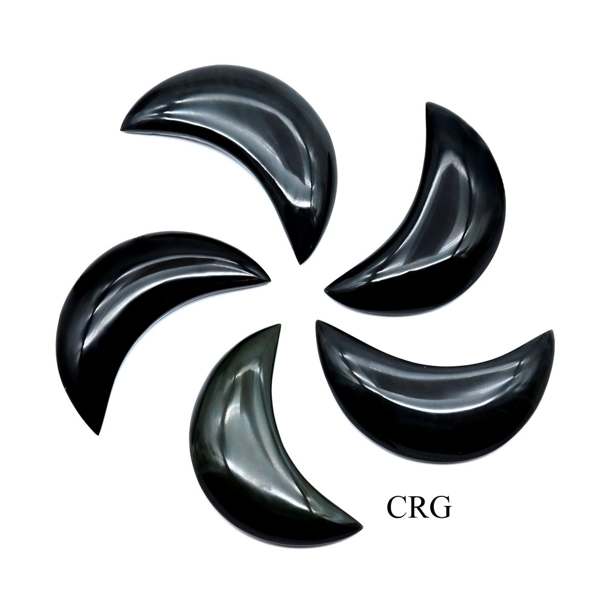 QTY 1 - Rainbow Obsidian Hand Carved Mini Moon / 2.5-3.5" AVG