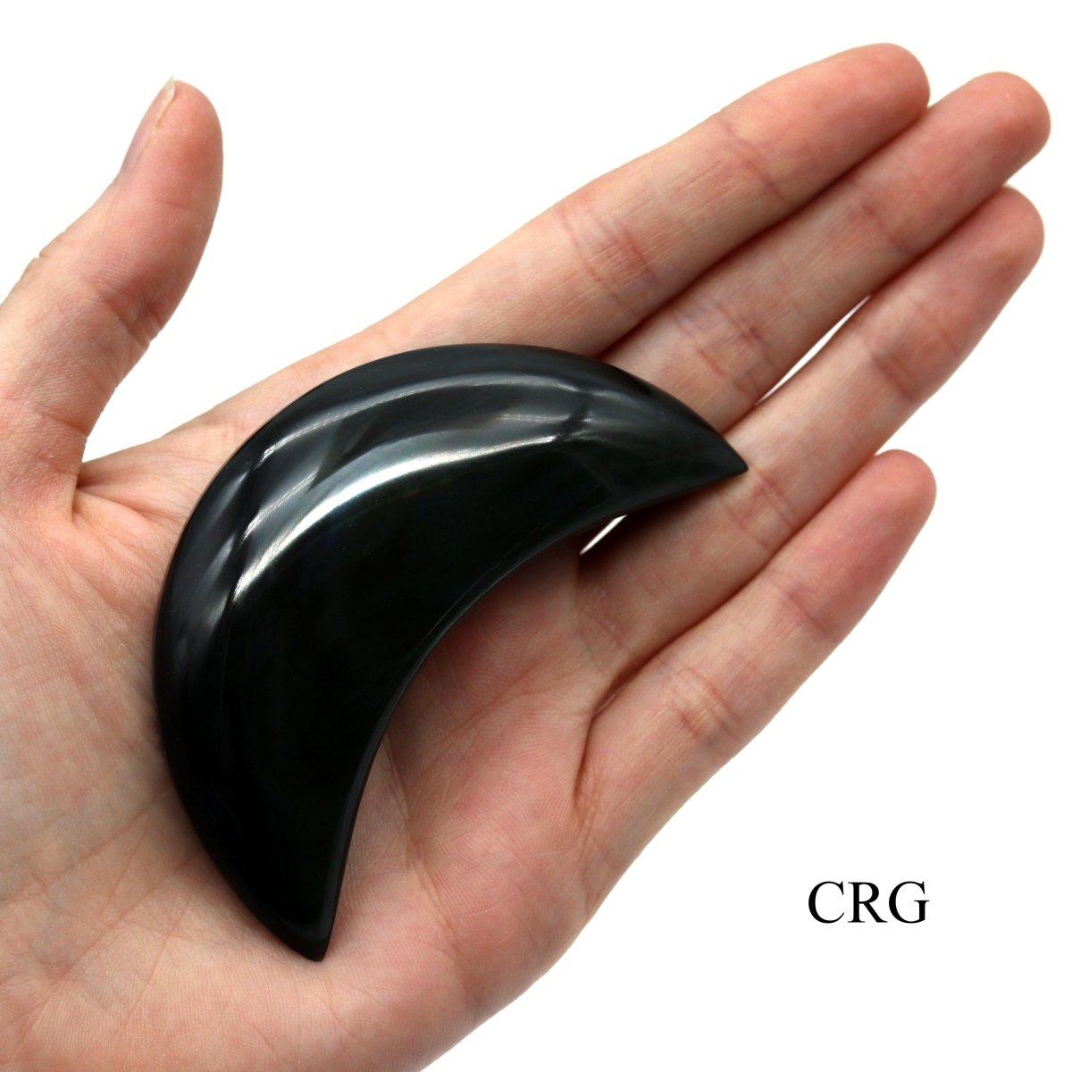 QTY 1 - Rainbow Obsidian Hand Carved Mini Moon / 2.5-3.5" AVG