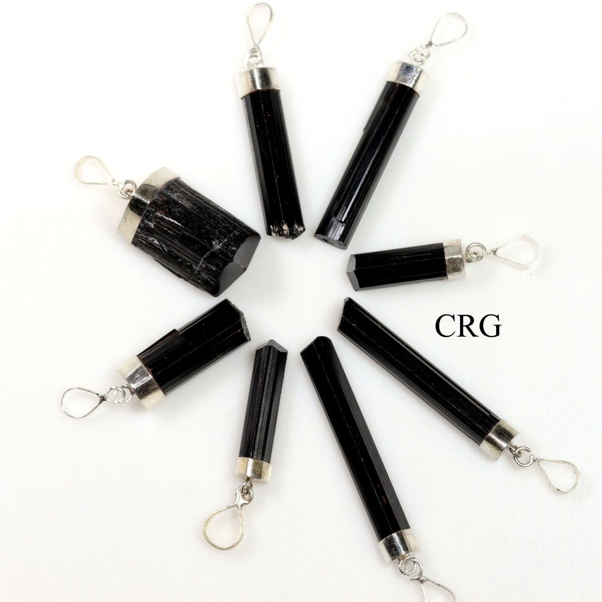 QTY 1 - Raw Black Tourmaline Sterling Silver Pendant / 1.5" Avg