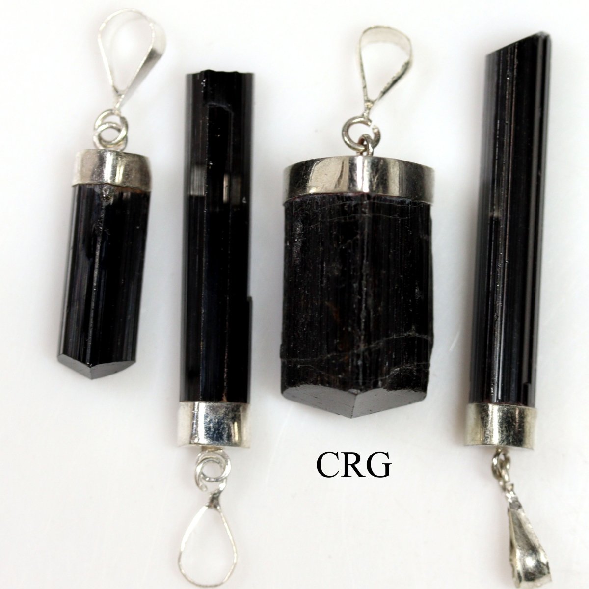 QTY 1 - Raw Black Tourmaline Sterling Silver Pendant / 1.5" Avg