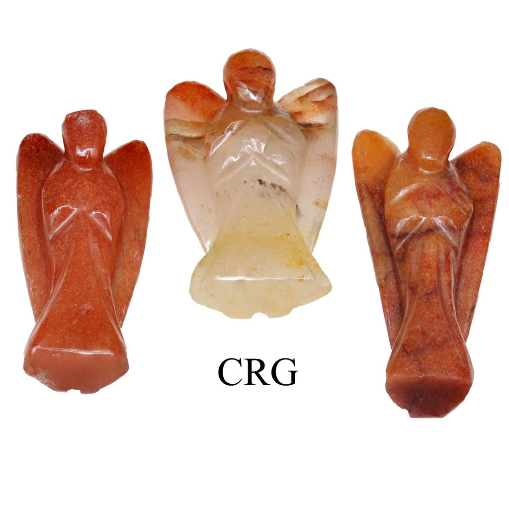 QTY 1 - Red Aventurine Gemstone Pocket Angel / 2" AVG