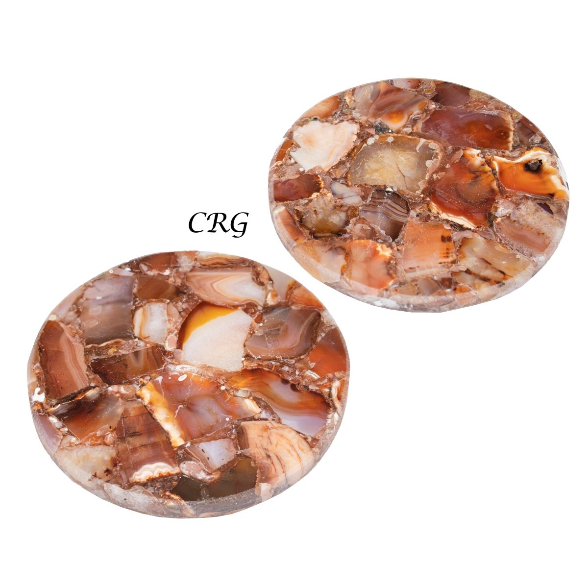 QTY 1 - Red Carnelian Resin Coaster / 4" Round Avg.