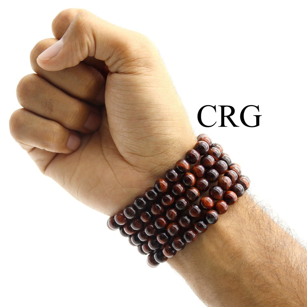 QTY 1 - Red Tiger's Eye Tumbled Bead Stretch Bracelet / 8mm AVG