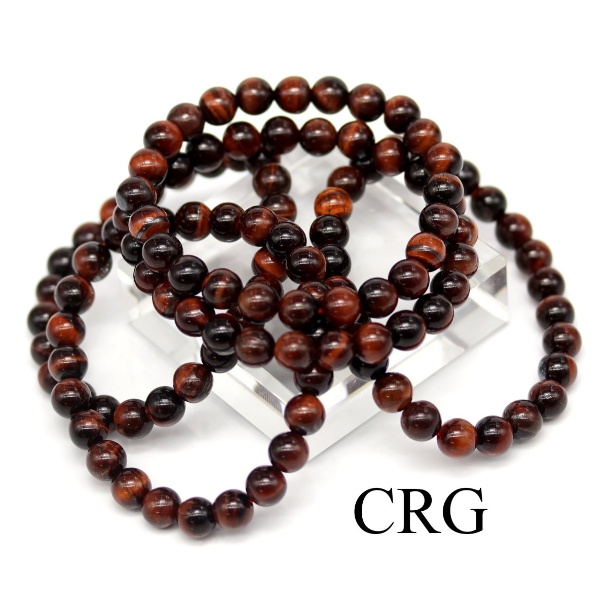 QTY 1 - Red Tiger's Eye Tumbled Bead Stretch Bracelet / 8mm AVG