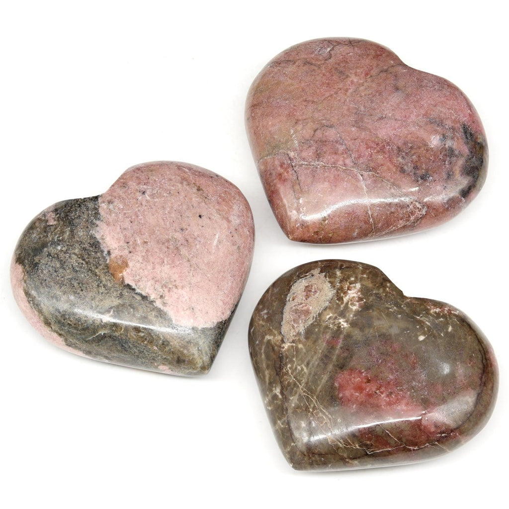 QTY 1 - Rhodonite Puffy Heart / 2-4" AVG