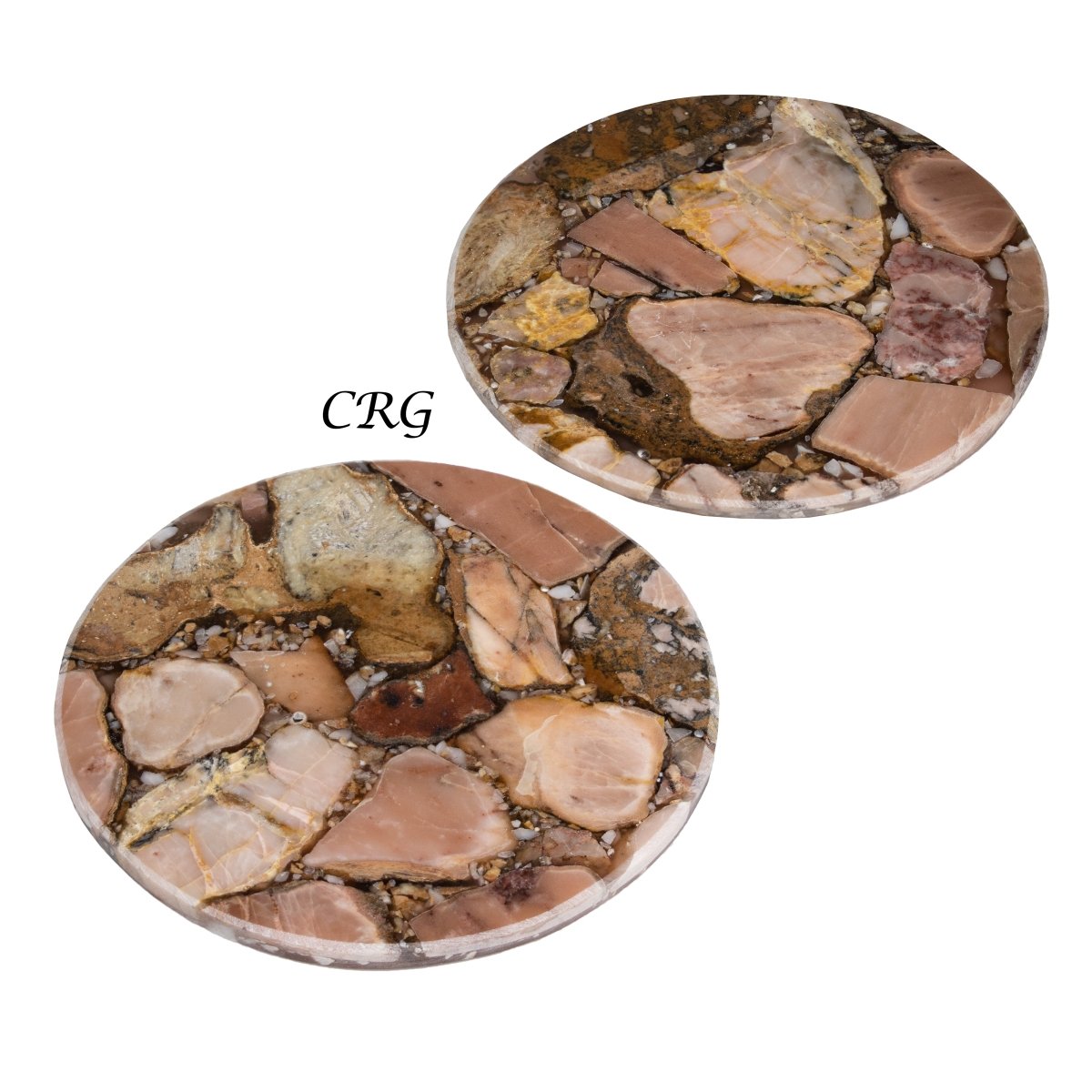 QTY 1 - Rhodonite Resin Coaster / 4" Round Avg.