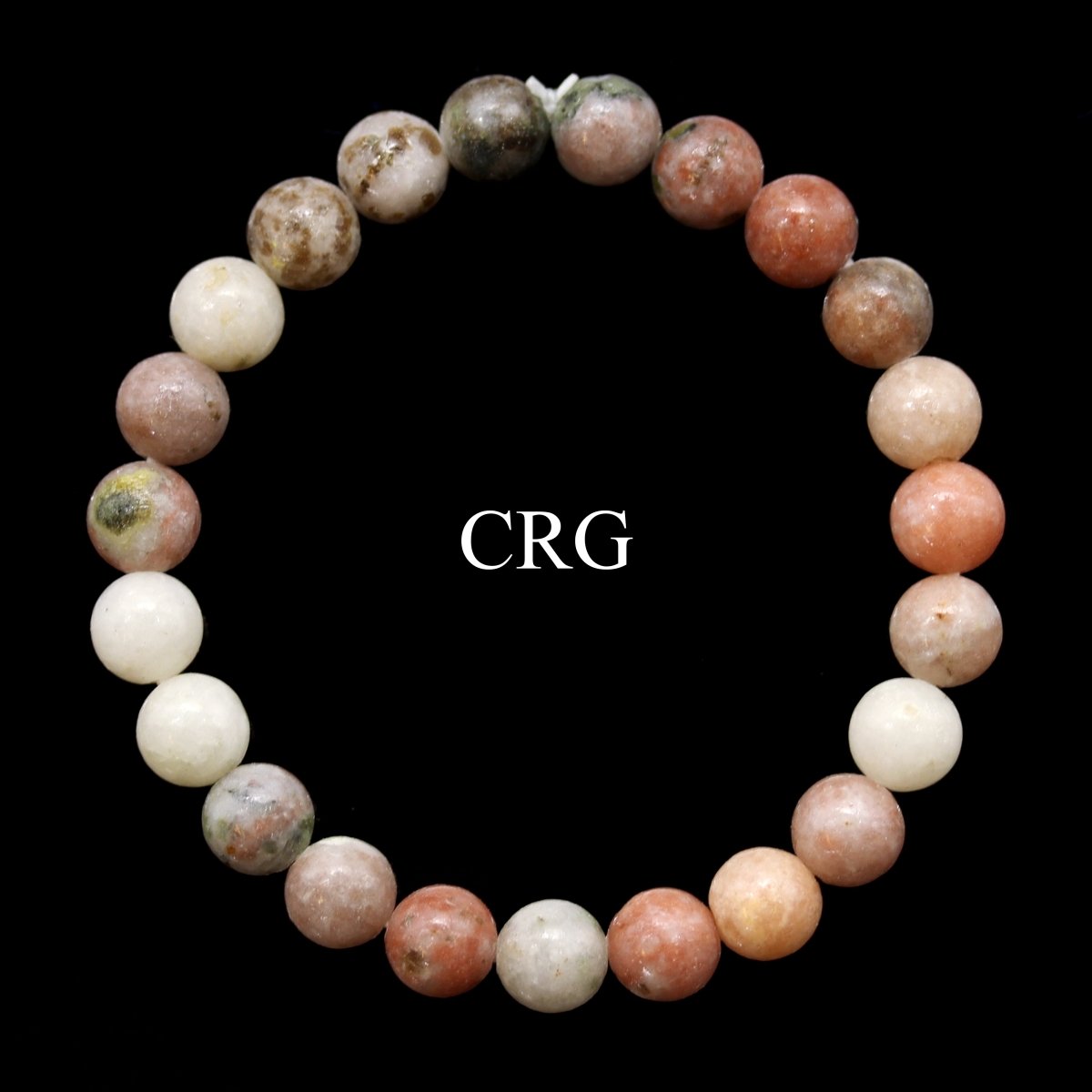 QTY 1 - Rhodonite Tumbled Bead Stretch Bracelet / 8mm AVG
