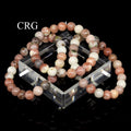 QTY 1 - Rhodonite Tumbled Bead Stretch Bracelet / 8mm AVG